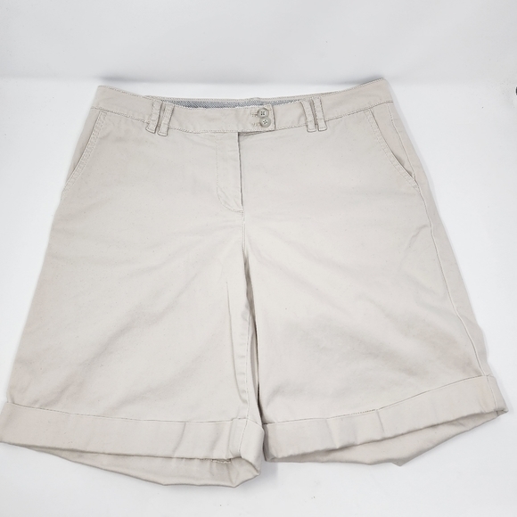 J. Jill Live In Chino Women's Bermuda Khaki Cuffed Stretch Size‎ 8 Shorts - Picture 11 of 11